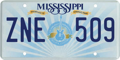 MS license plate ZNE509