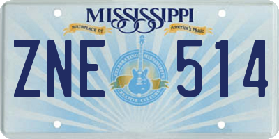 MS license plate ZNE514