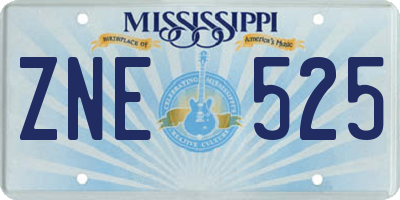 MS license plate ZNE525