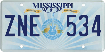MS license plate ZNE534