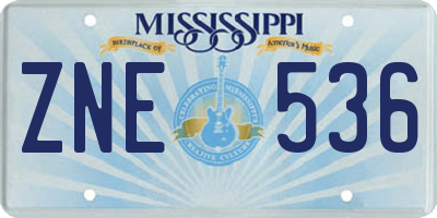 MS license plate ZNE536