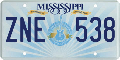 MS license plate ZNE538