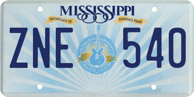 MS license plate ZNE540