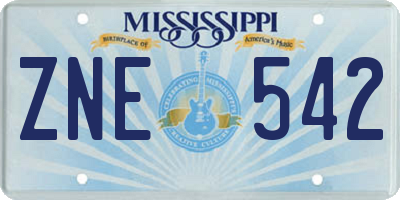 MS license plate ZNE542