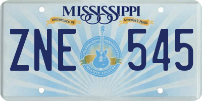 MS license plate ZNE545