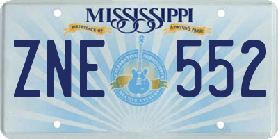 MS license plate ZNE552