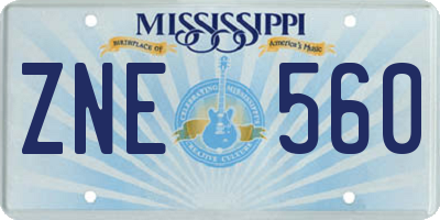 MS license plate ZNE560
