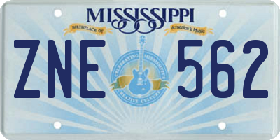 MS license plate ZNE562