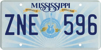 MS license plate ZNE596