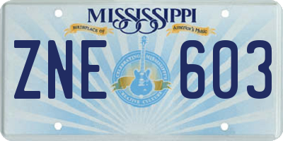 MS license plate ZNE603