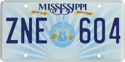 MS license plate ZNE604