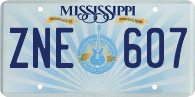MS license plate ZNE607