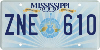 MS license plate ZNE610