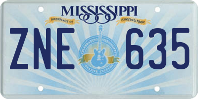 MS license plate ZNE635