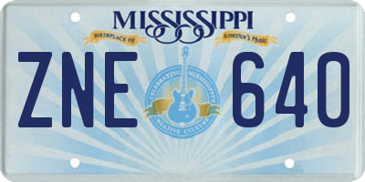 MS license plate ZNE640