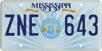 MS license plate ZNE643