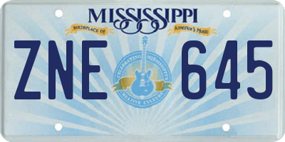 MS license plate ZNE645