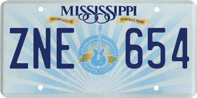MS license plate ZNE654