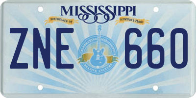 MS license plate ZNE660