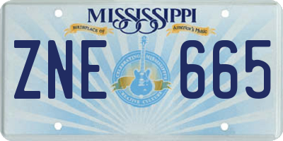 MS license plate ZNE665