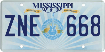 MS license plate ZNE668