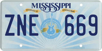 MS license plate ZNE669