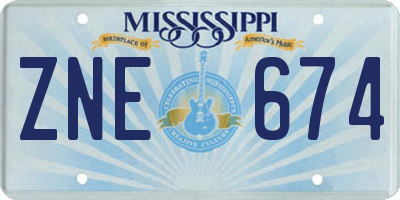 MS license plate ZNE674