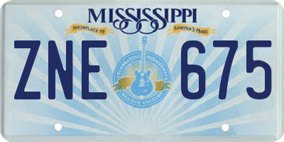 MS license plate ZNE675
