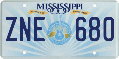 MS license plate ZNE680