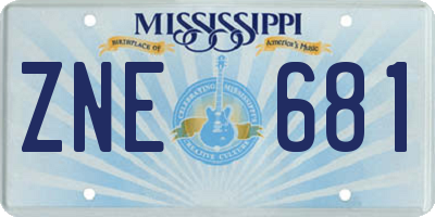 MS license plate ZNE681