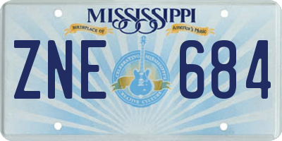 MS license plate ZNE684