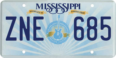MS license plate ZNE685