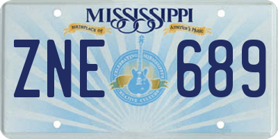 MS license plate ZNE689