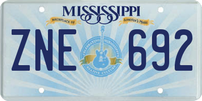 MS license plate ZNE692