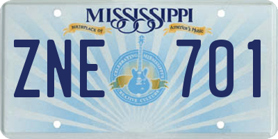 MS license plate ZNE701