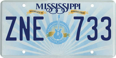 MS license plate ZNE733