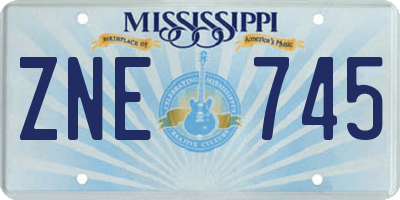 MS license plate ZNE745