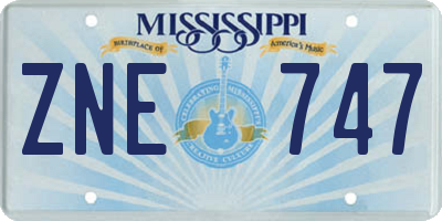 MS license plate ZNE747