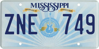 MS license plate ZNE749