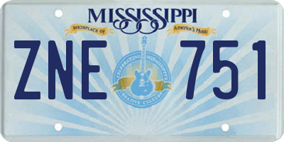 MS license plate ZNE751