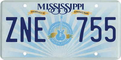 MS license plate ZNE755