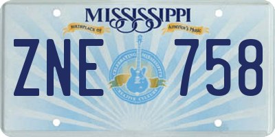MS license plate ZNE758