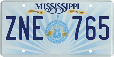 MS license plate ZNE765