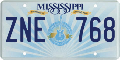 MS license plate ZNE768