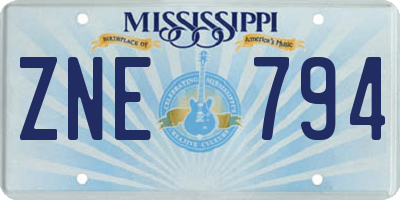 MS license plate ZNE794
