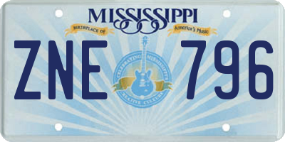 MS license plate ZNE796