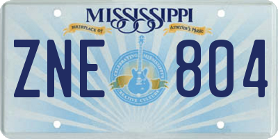 MS license plate ZNE804