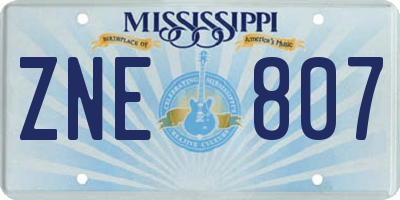 MS license plate ZNE807