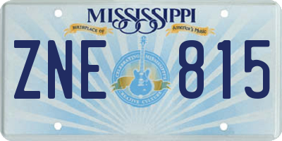 MS license plate ZNE815