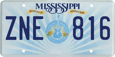 MS license plate ZNE816